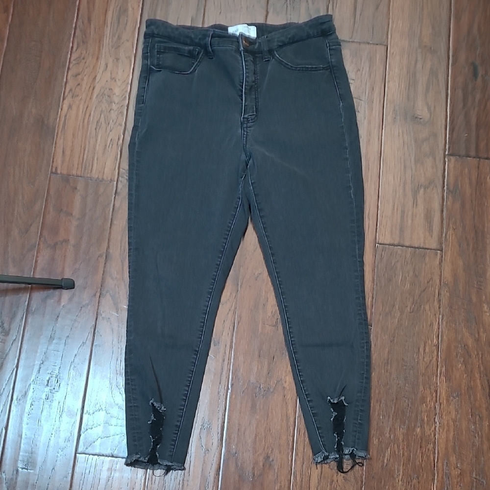 BKE Light Black PARKER High-Rise Ankle Skinny Jeans with Distressed Hem size 30